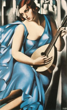  Tamara Pintura al %C3%B3leo - Mujer azul con guitarra 1929 contemporánea Tamara de Lempicka
